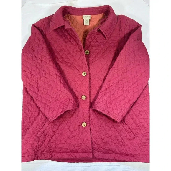 Sigrid Olsen Petite Medium Red And Orange Quilted Cotton Jacket - Picture 1 of 5